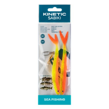 Kinetic Sabiki Soft Tail UV Yellow Orange