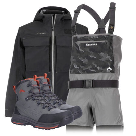 Simms Guide Classic vöðlupakki með jakka – Gúmmísóli