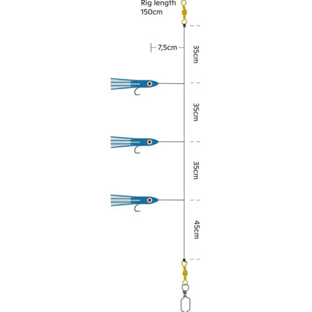 Alternative view of Kinetic Sabiki Octopus Red Glow