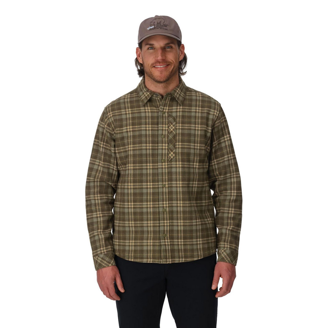 Simms Coldweather Shacket Schooner Plaid Loden - Image 2