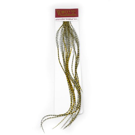 Whiting 100 Pk Size 14 Grizzly Dyed Golden Straw
