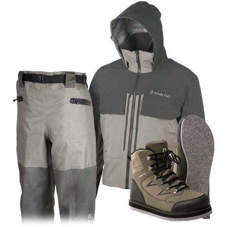 Kinetic X4 Waist Stockingfoot vöðlupakki með jakka – Filtsóli