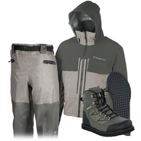 Kinetic X4 Waist Stockingfoot vöðlupakki með jakka – Gúmmísóli